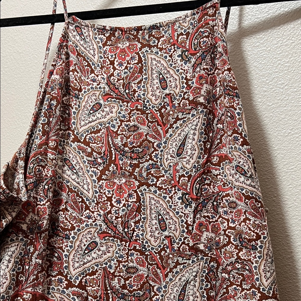 American Eagle Outfitters Red and White Paisley Midi Dress